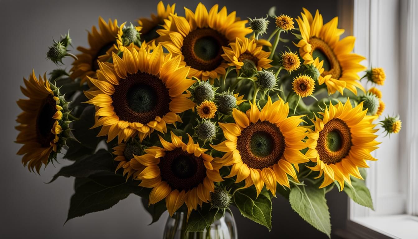 Detailed Sunflower Bouquet in Cinematic Lighting