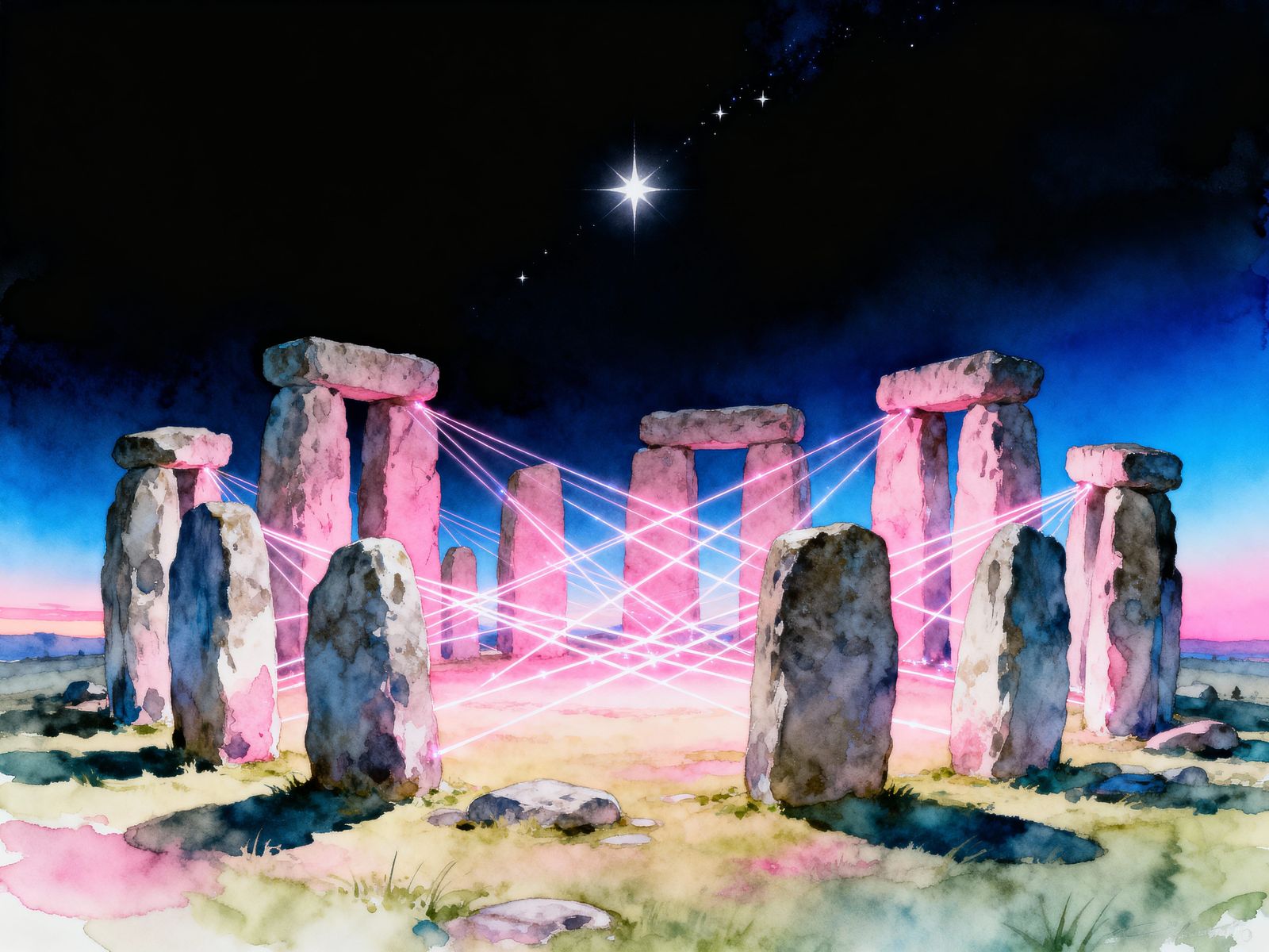Pastel Sunrise Over Magical Stonehenge Site with Sirius