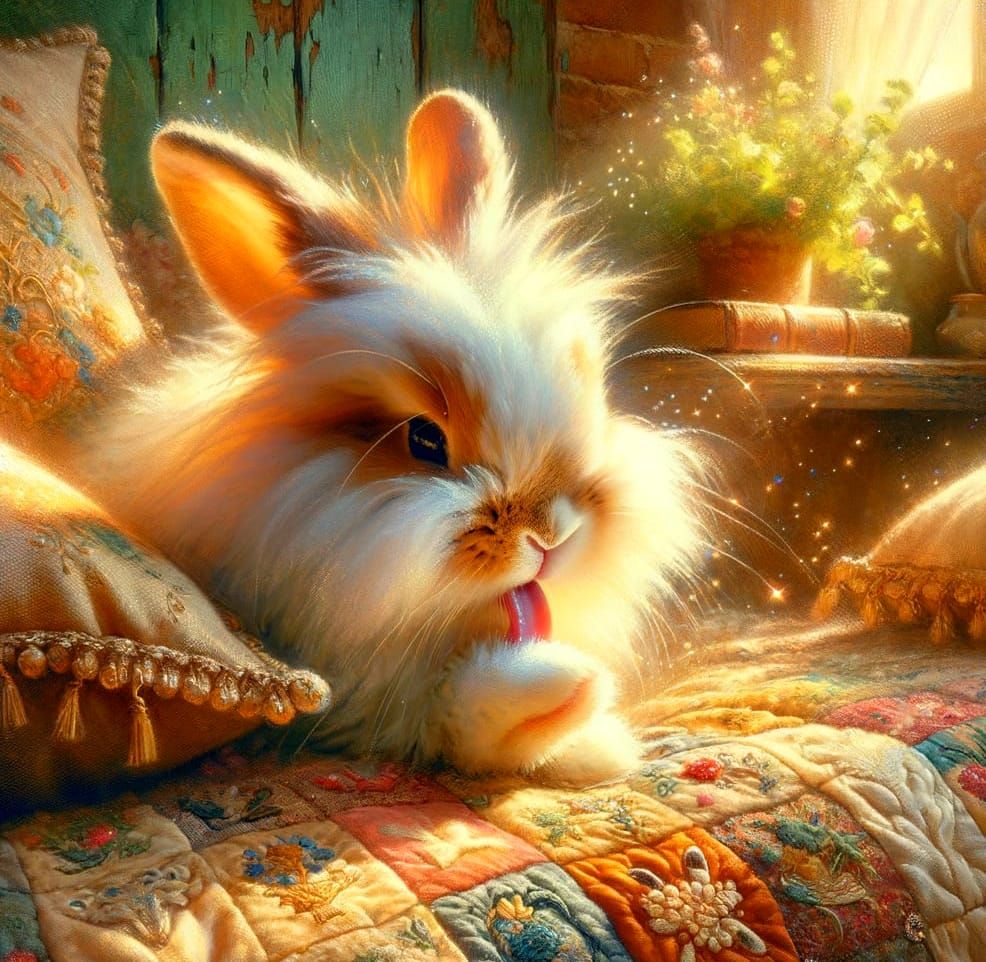 Bunny's Bathtime: Impressionistic Watercolor