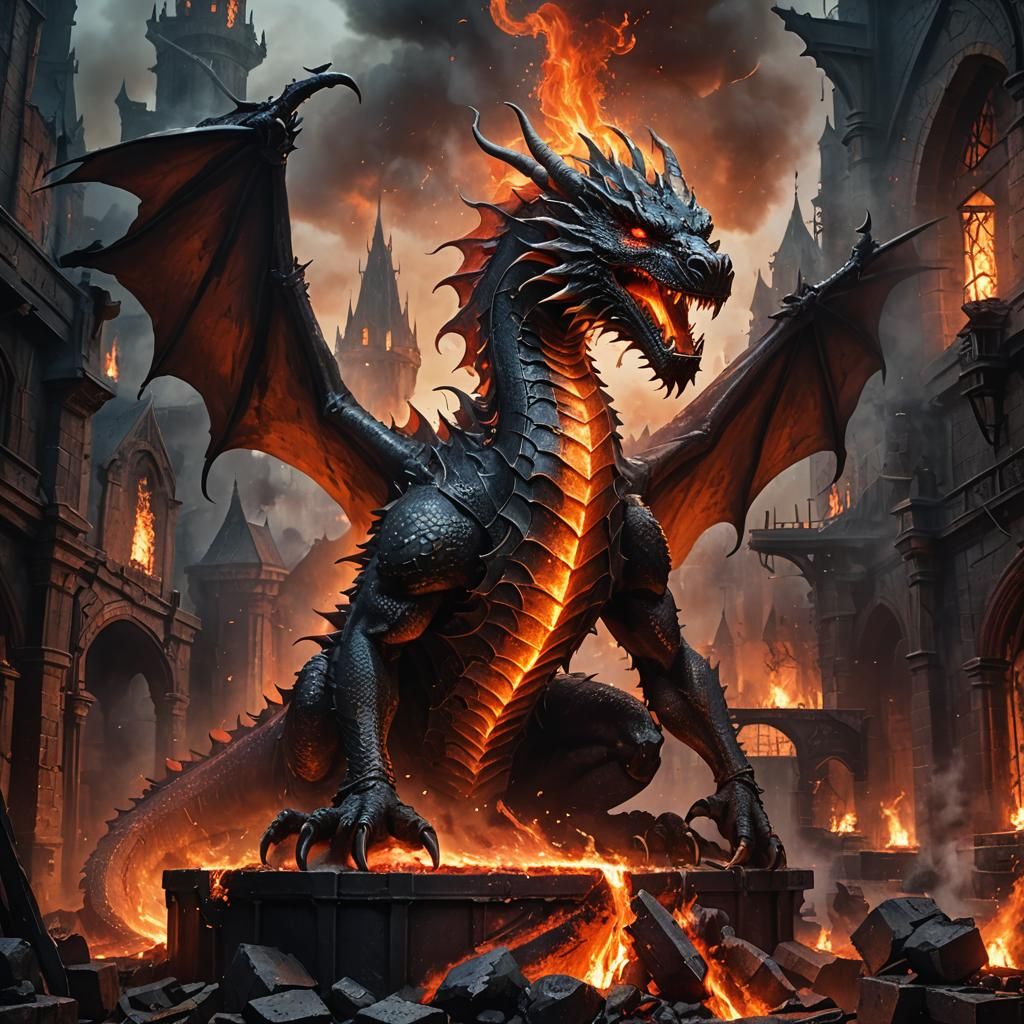 Metal and Fire Dragon on Gothic Forge