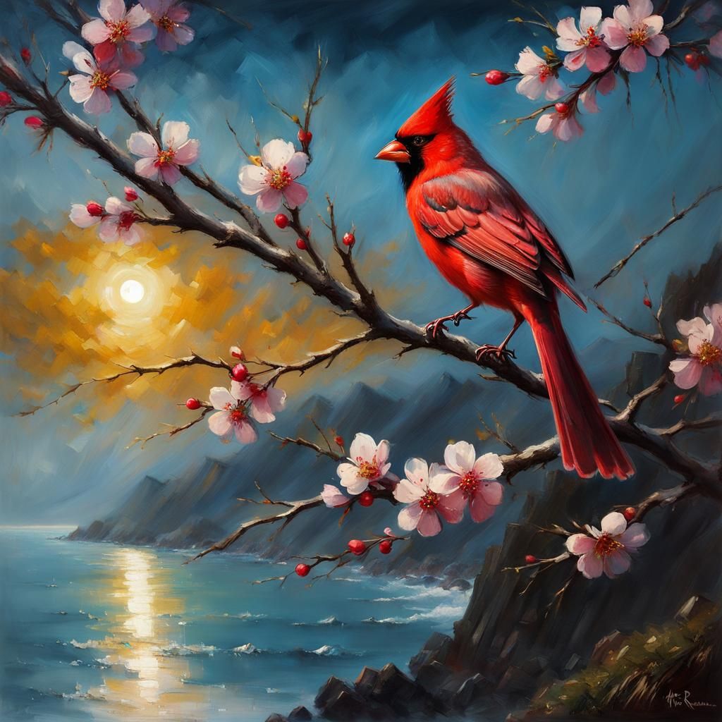 Cherry Blossom Cardinal