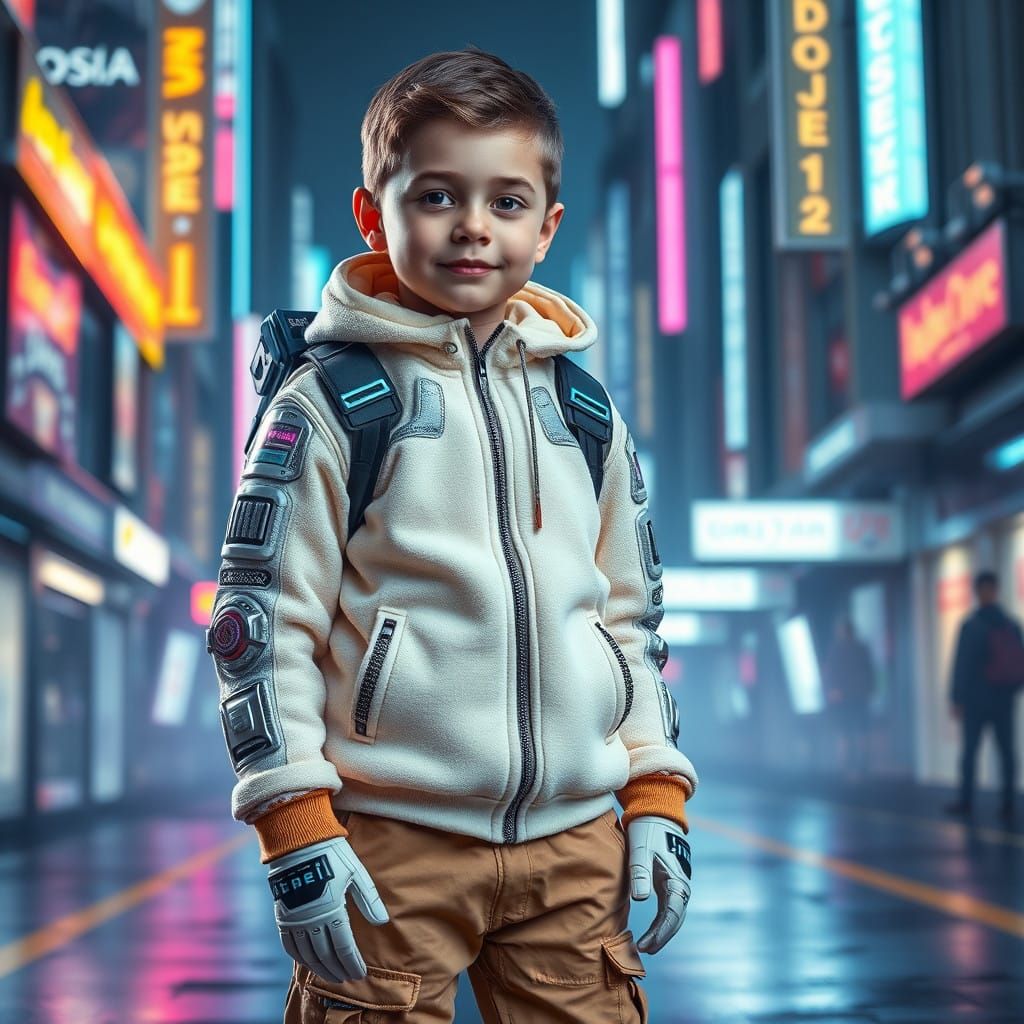Futuristic, Neon-Lit Spacesuit in Cyberpunk Style