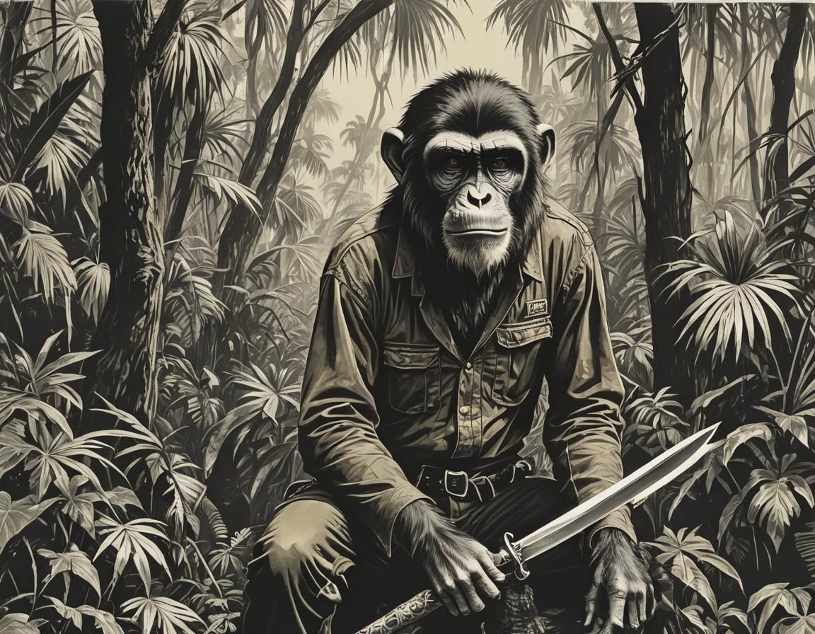 Stylized Jungle Monkey Illustration in Pop Art Style