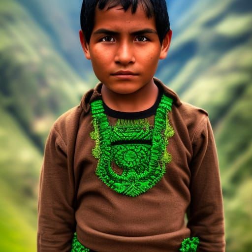 Hyperrealistic Portrait of an Incan Boy