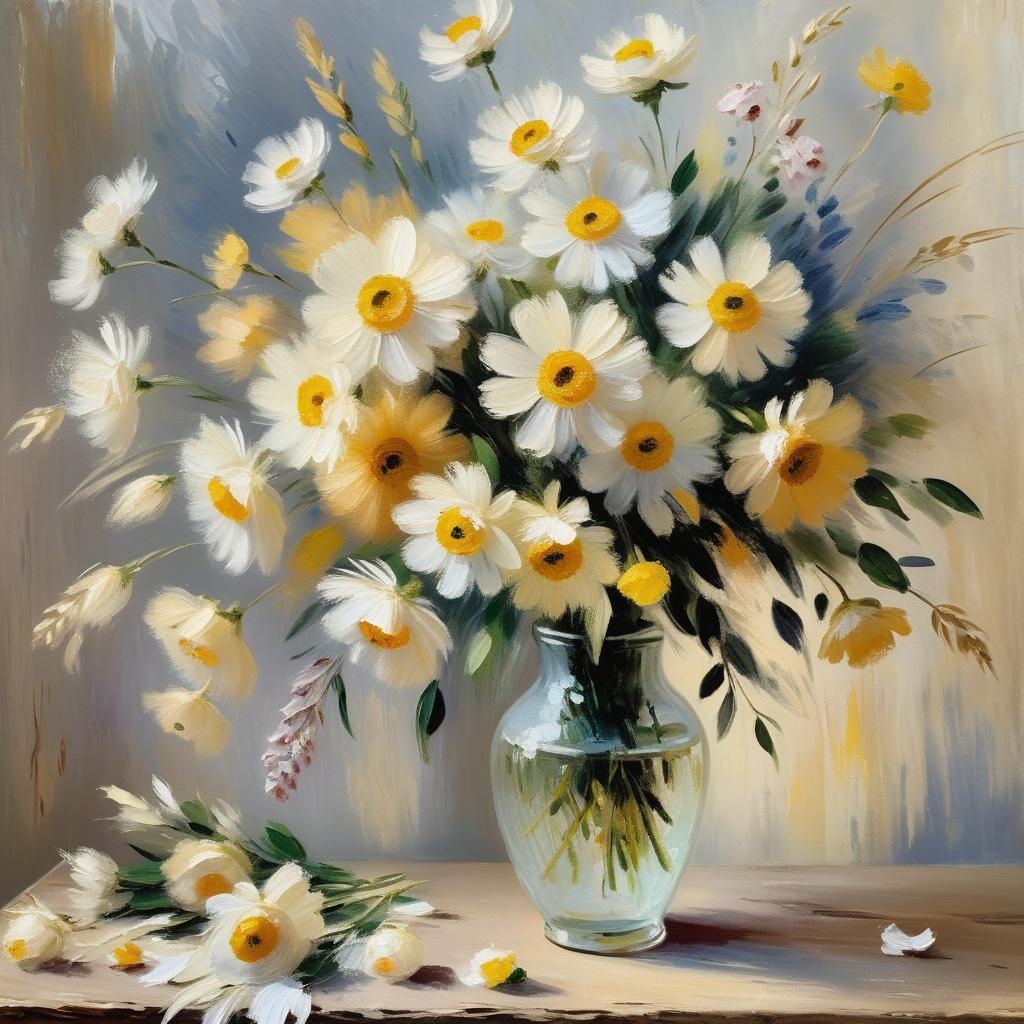 Impressionist Flower Bouquet in Golden Light