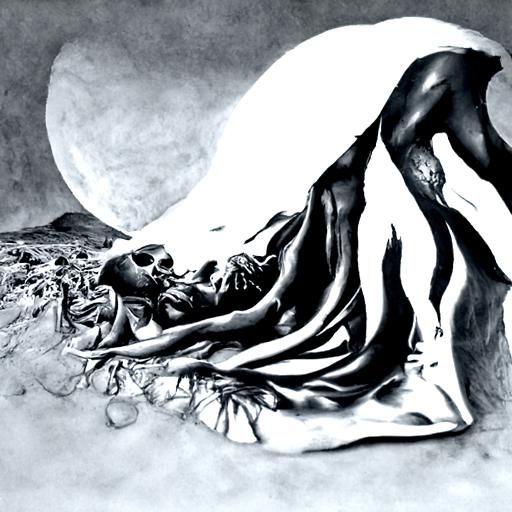 Death on Venus: Hyperdetailed Charcoal Drawing