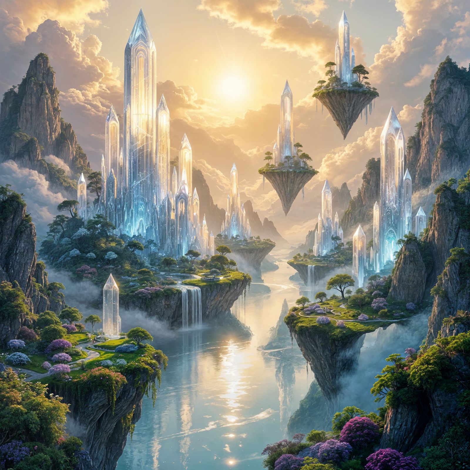 Enchanted Land with Crystalline Architecture and Bioluminesc...