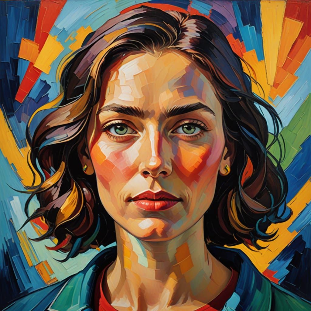 Vibrant Woman in a Fauvist Oil Painting Masterpiece