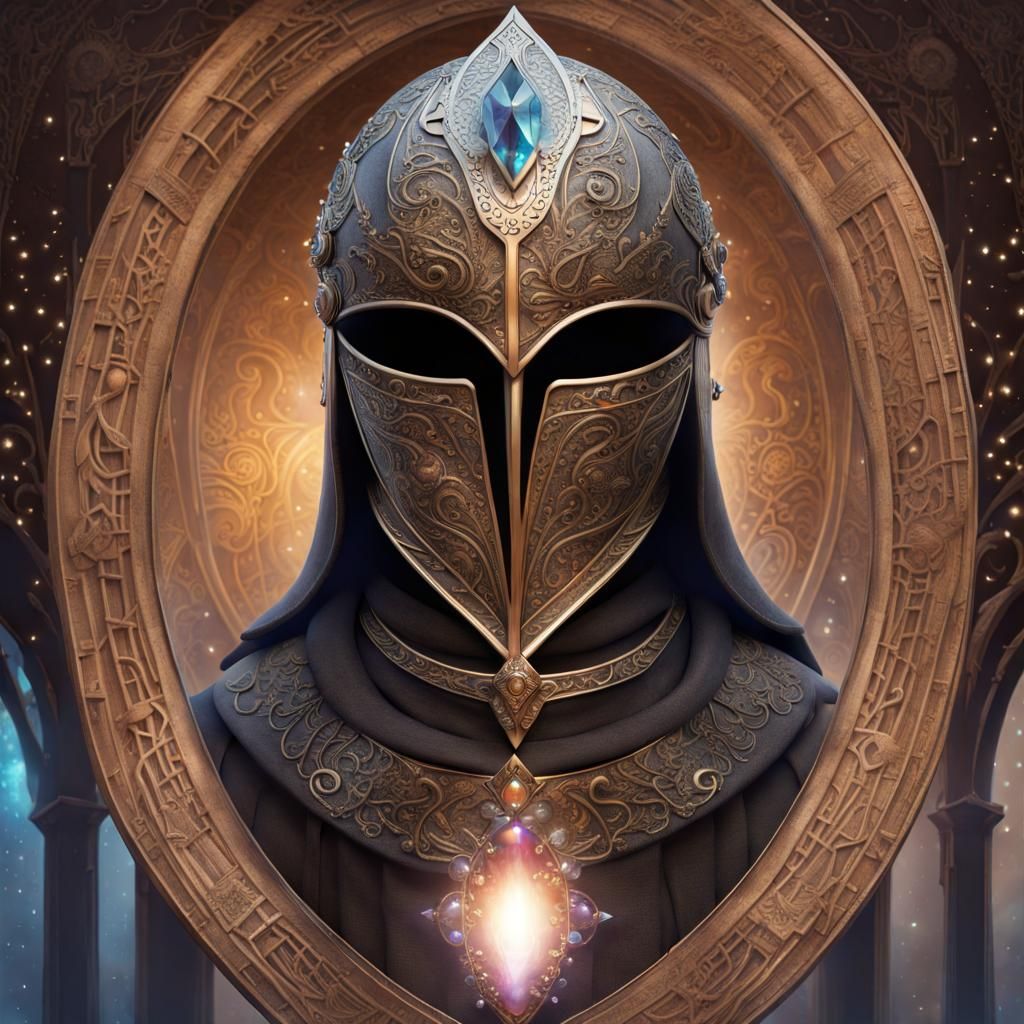 Majestic Knight with Enchanted Helmet Digital Art