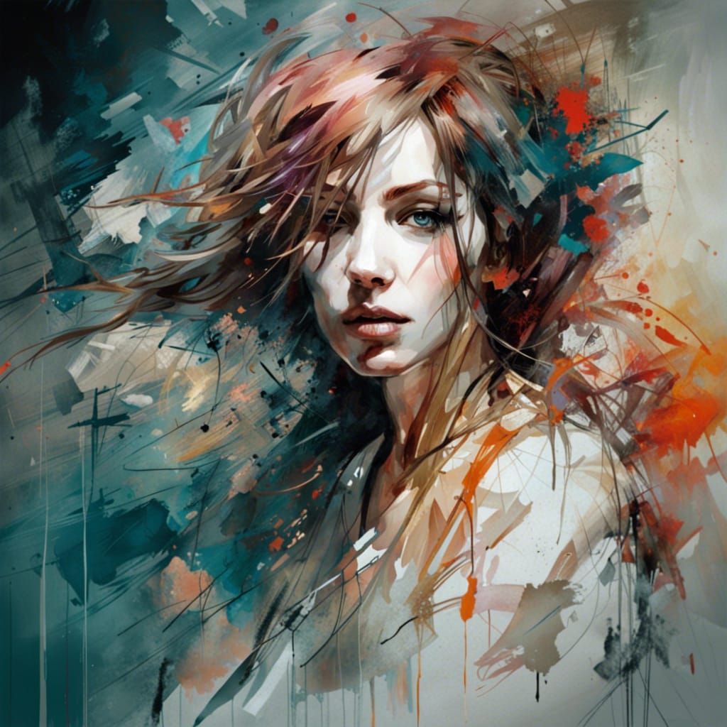 Beautiful Girl in Watercolor Style