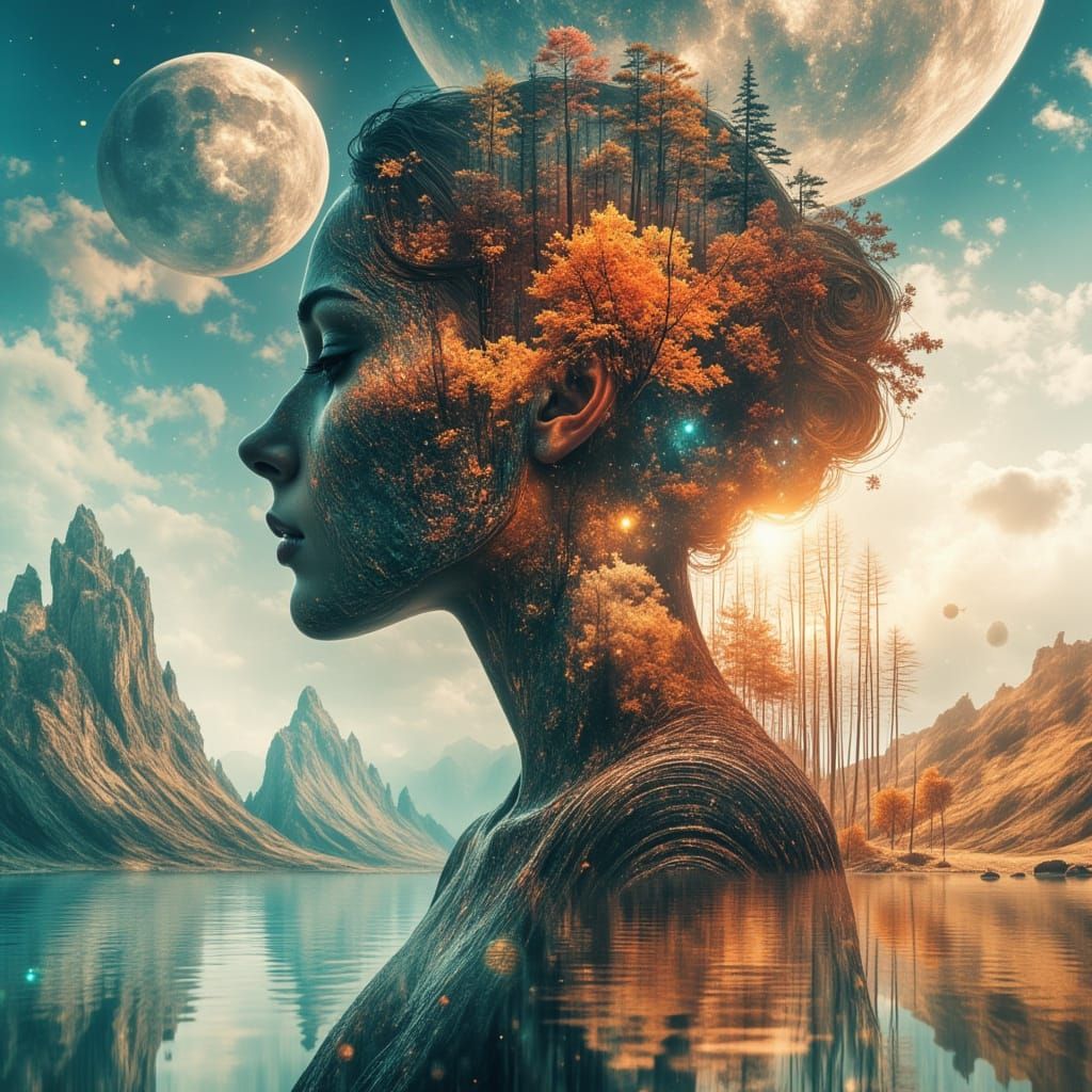 Alien World Portrait in Art Nouveau Style