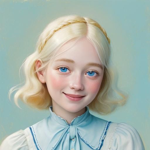 Little Girl Portrait in Vibrant Gouache Style