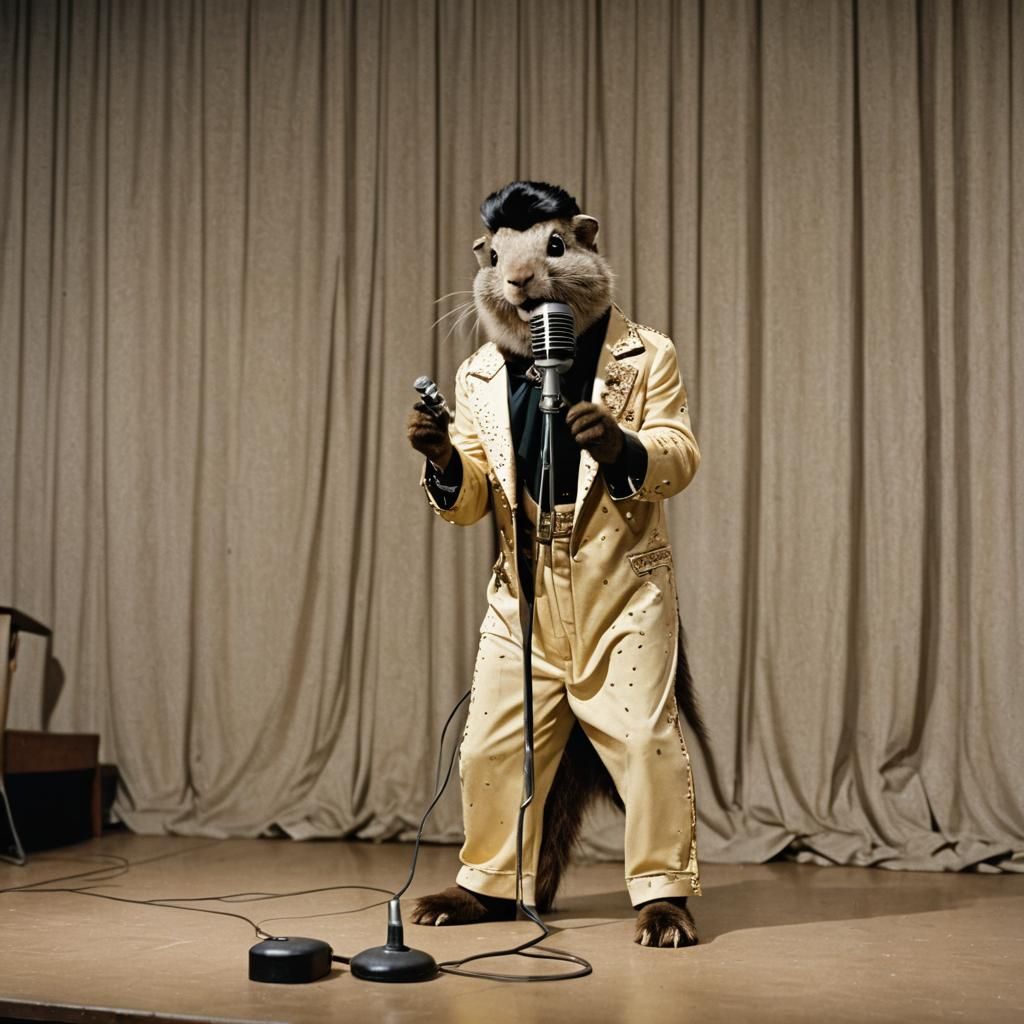Gopher Elvis Impersonator in 1950s Style Photograph