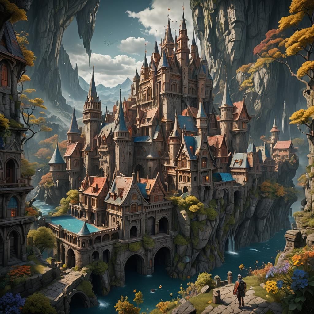 Fantastical Pencil in Detailed Matte Painting Style