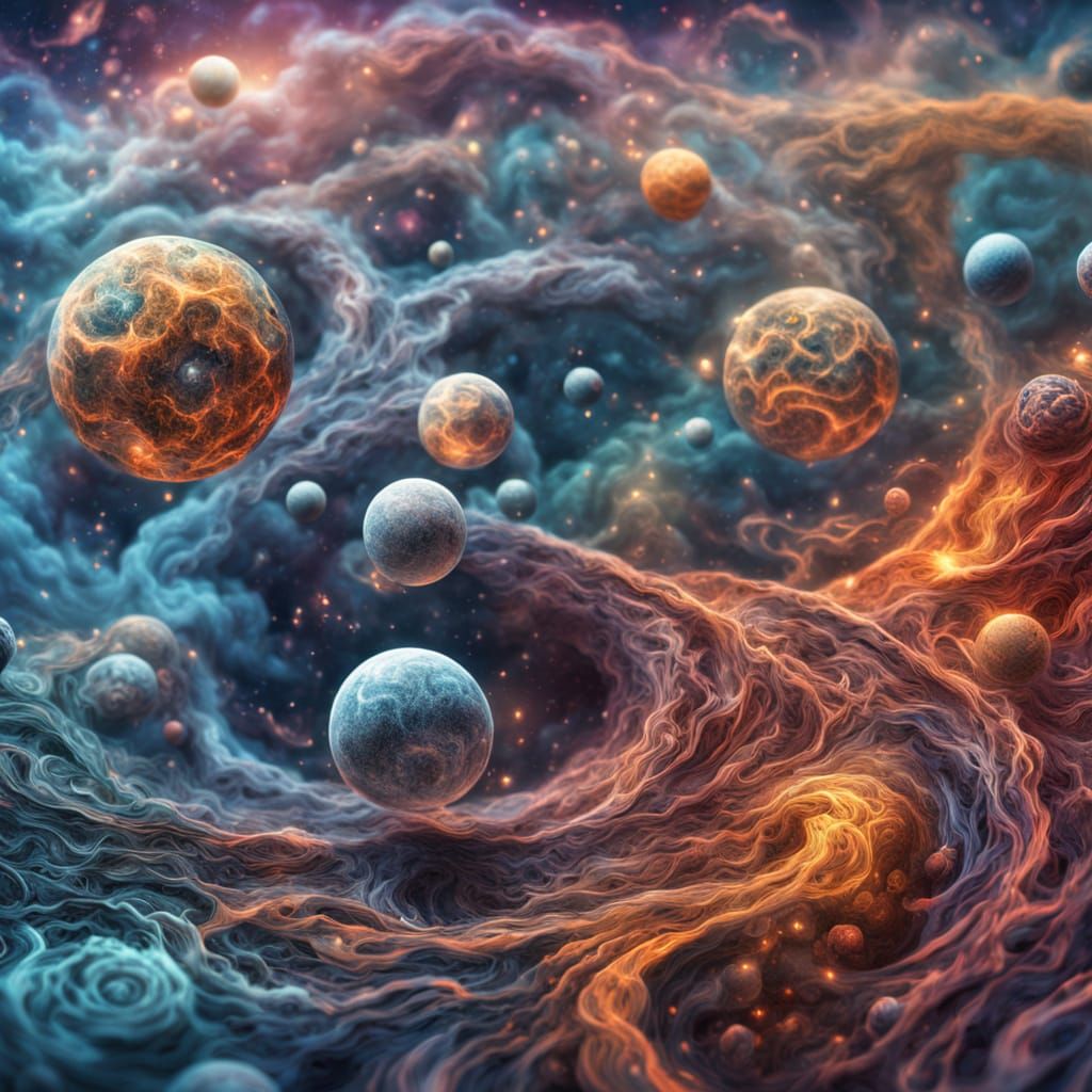 Cosmic Entities Weave Realities in Surreal Masterpiece