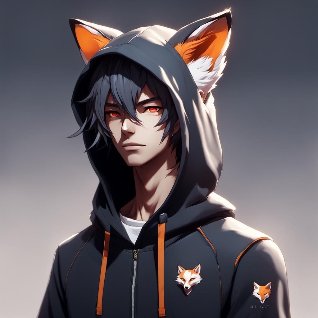 Anthropomorphic Fox Boy in Hoodie, 3D Anime Art