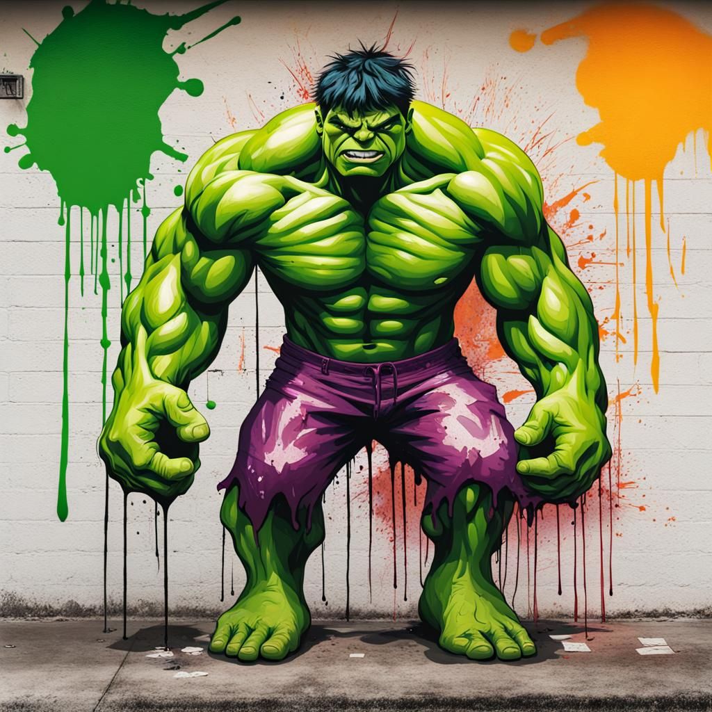 Casemiro as the Hulk in Graffiti Art