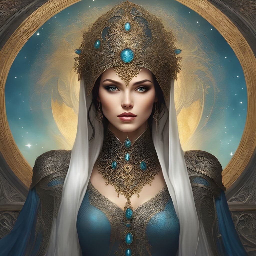 Gothic Mistress Portrait in Space, Alluring Masterpiece