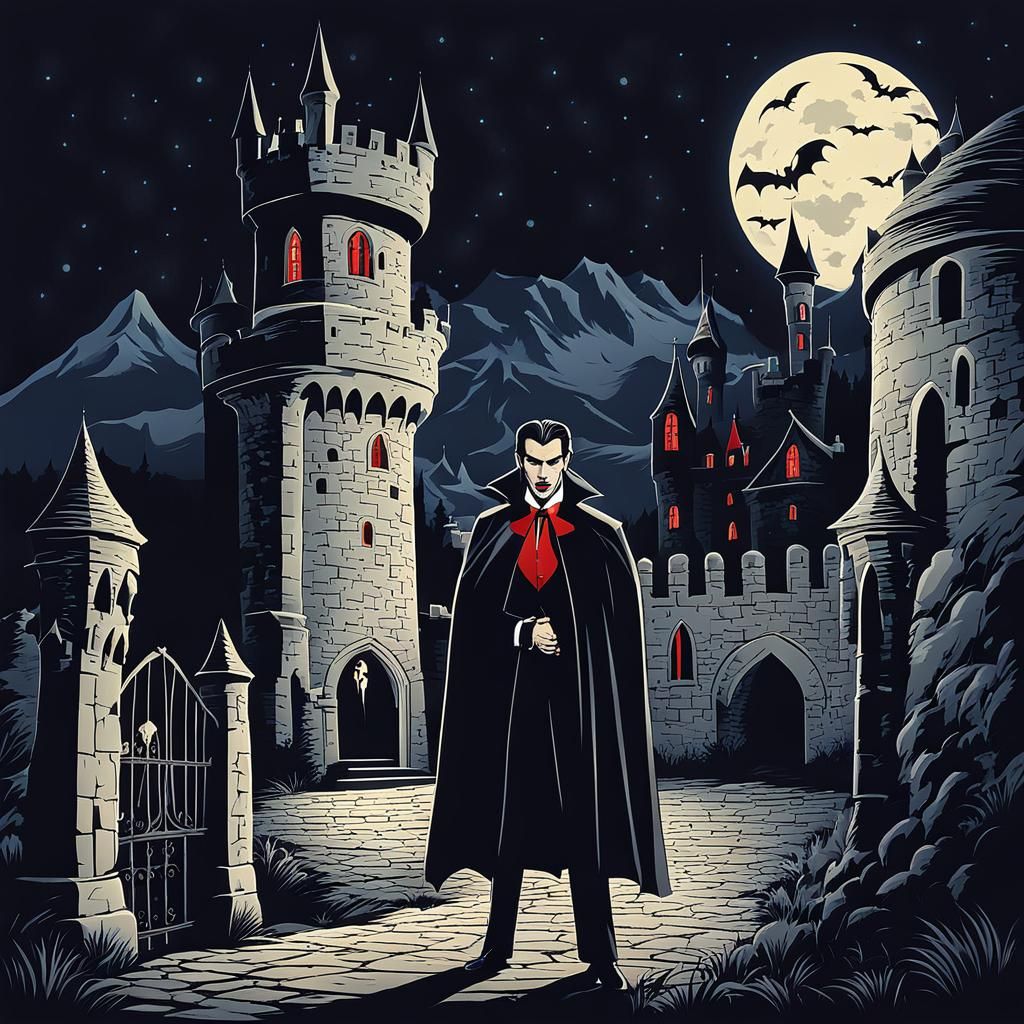 Count Dracula in His Castle at Night