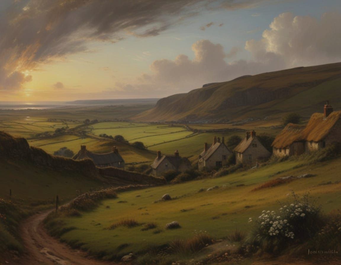 Land's End Sunset in Constable Style