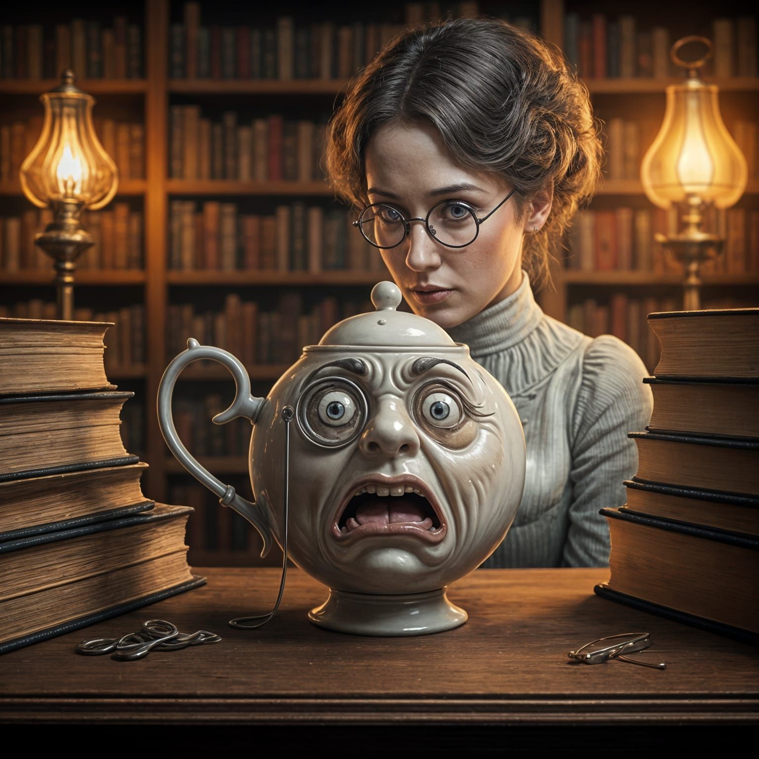 Anamorphic Teapot in Horror of Love-Struck Librarian
