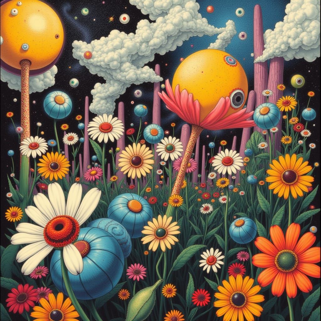 Geometric Cubist Art Deco Painting with Overlapping Layers