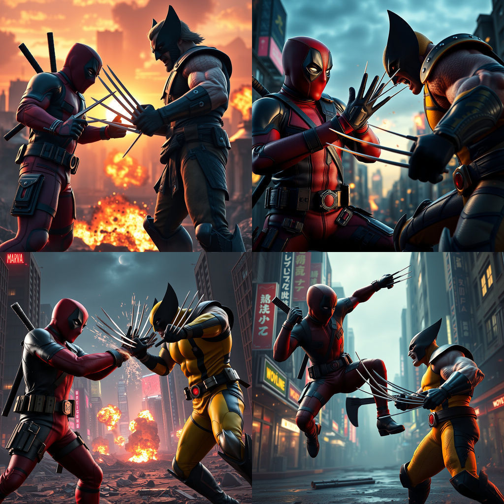 Deadpool and Wolverine Fight in 3D Game Cinematic