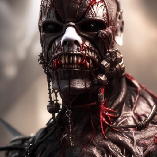 Horrific Cenobite with Industrial Chains in Digital Art