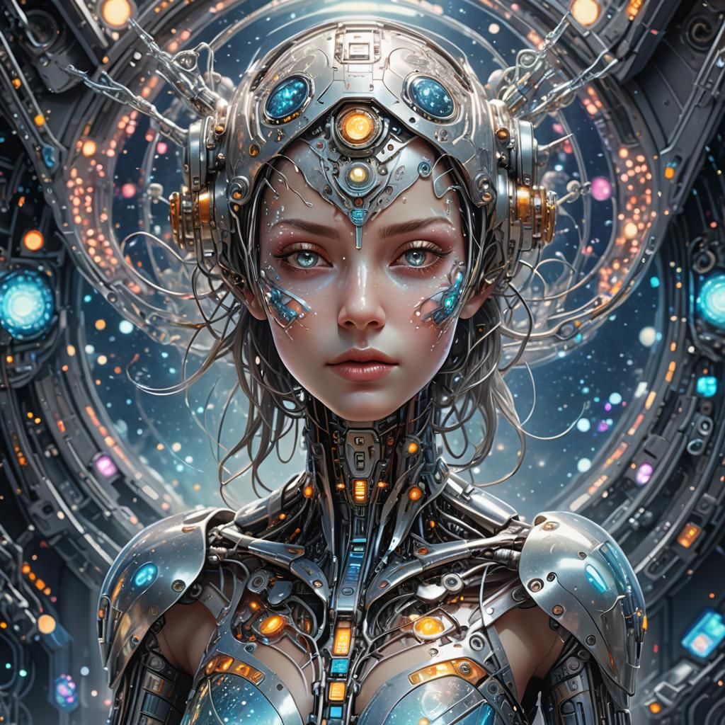 Cyborg Fairy in Spaceship with Mystical Aura