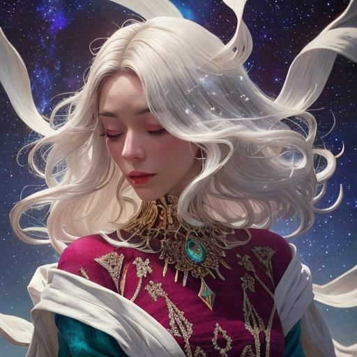 Ethereal Woman in Yin Yang Clouds