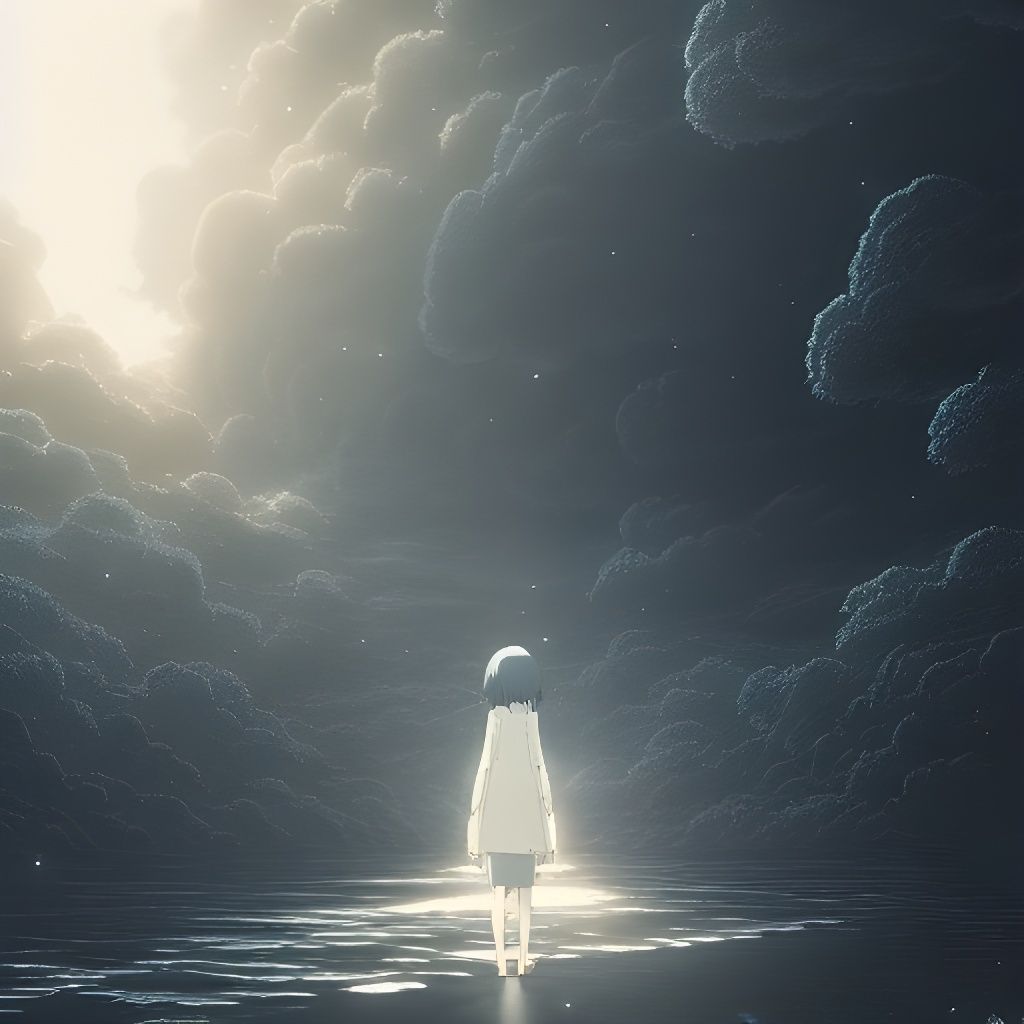 Lonely Anime Figure in Hyper-Detailed Digital Art