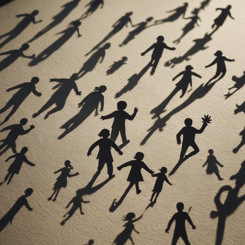 Paper Cutout Shadow Figures in Natural Light