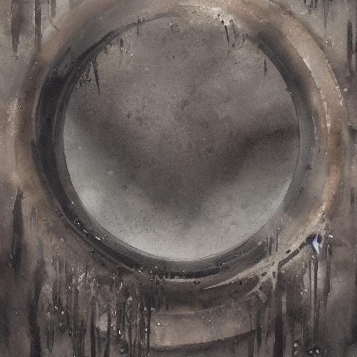 Watercolor Steel Circle in HR Giger Horror Style