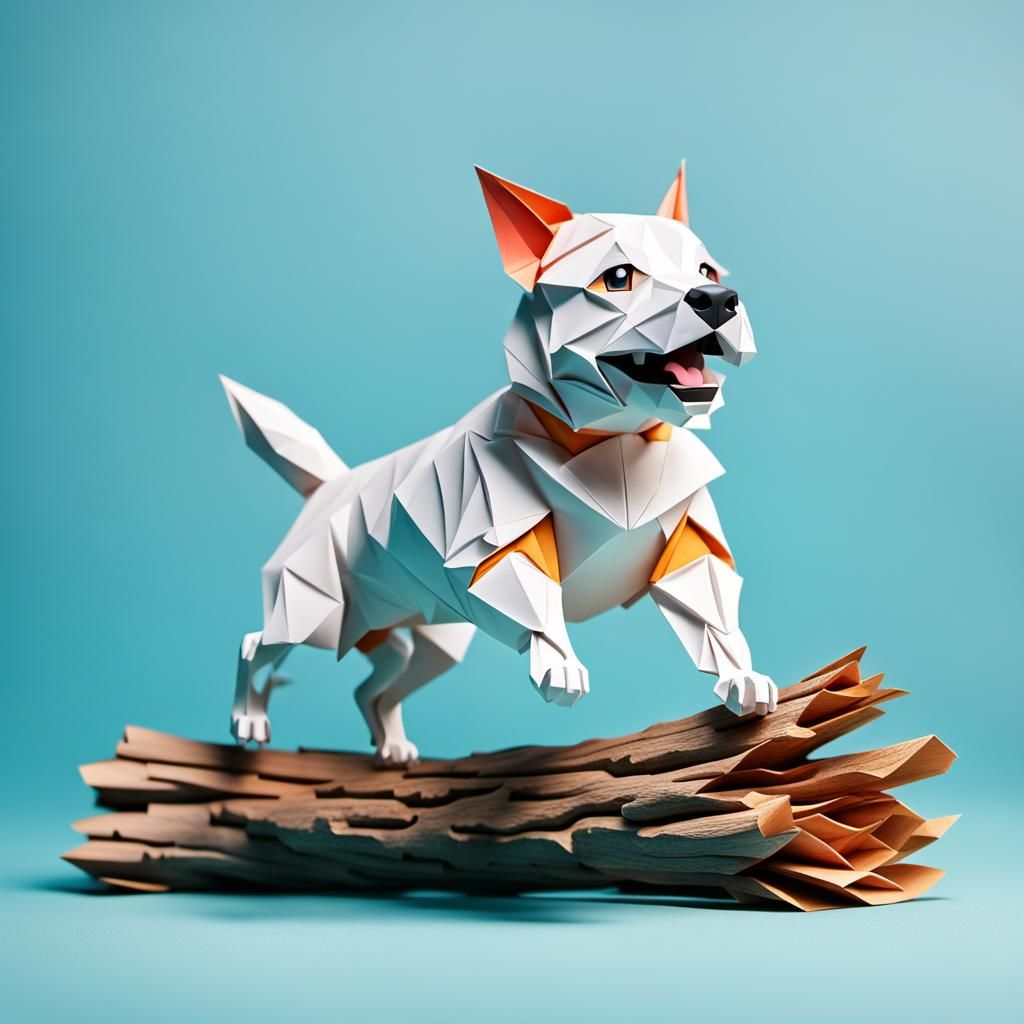 a dog jumping over a log