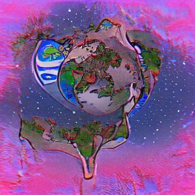 Exotic Alien Planet with Nebulas, Digital Art