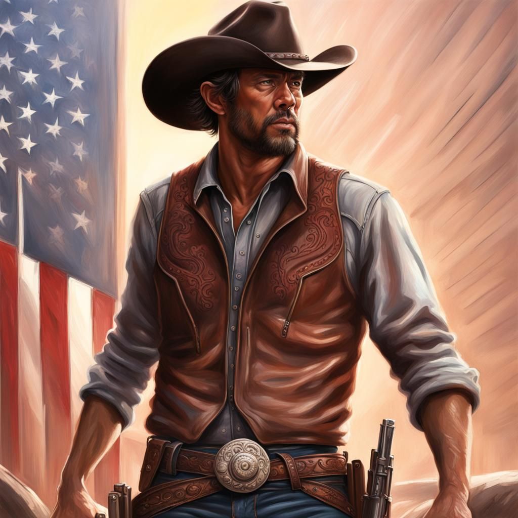 Hyperrealistic Cowboy in Houston Texas Splash Art