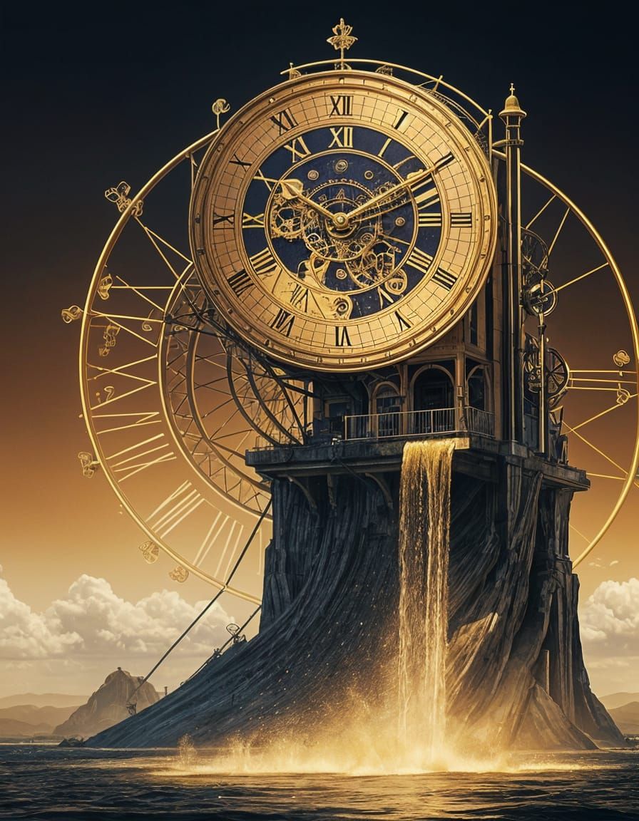 Surreal Waterfall Clock Turns to Golden Sand