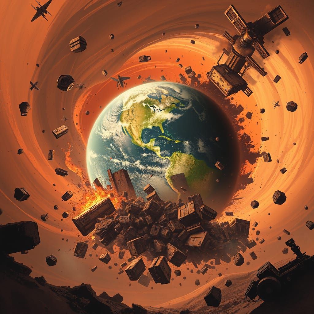 Earth and Mars Catastrophic Collision in Apocalyptic Style