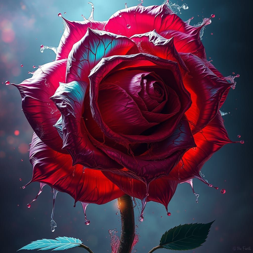 Giant Emerald Rose in Vibrant Hyperrealism