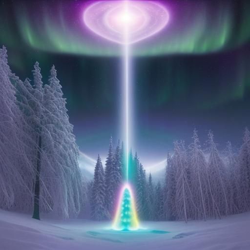 Christmas Planetarium Utopia with Aurora Borealis
