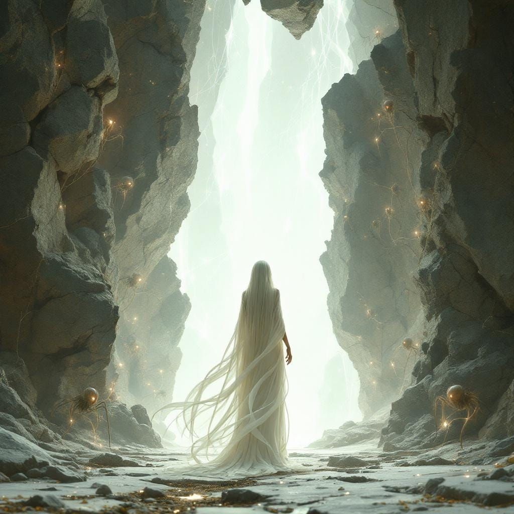 Ethereal White Woman and Spider Beings