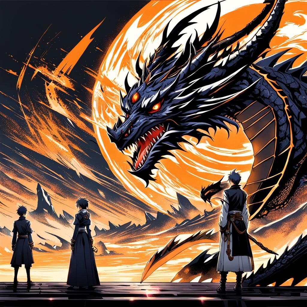 Sun Void Dragon Gazing at Anime People