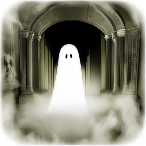 Eerie Ghostly Apparition in Haunted Graveyard Scene