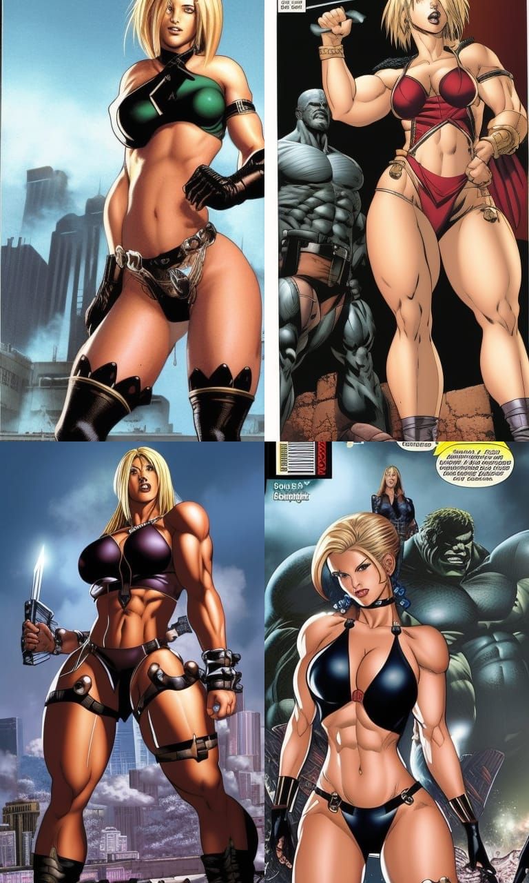 Amazonian Goth Girl Muscle Hulk Bikini Contest Comic
