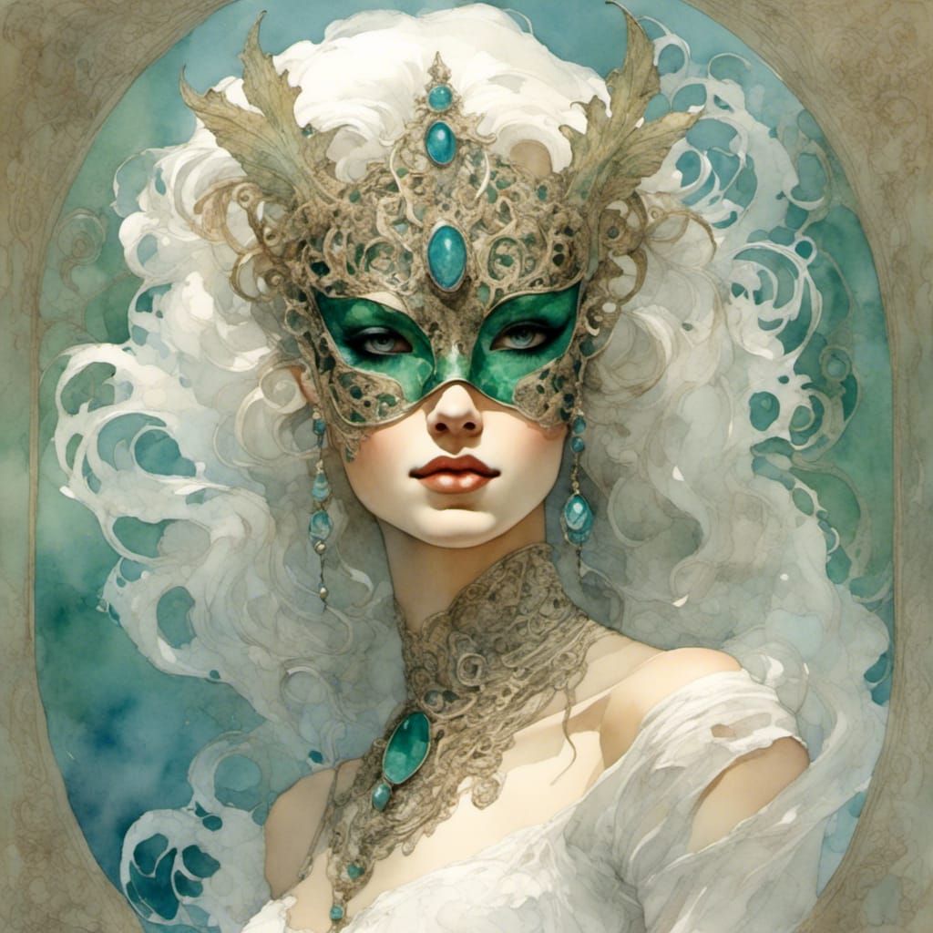 Elegant Venetian Masquerade Mask in Watercolor Style