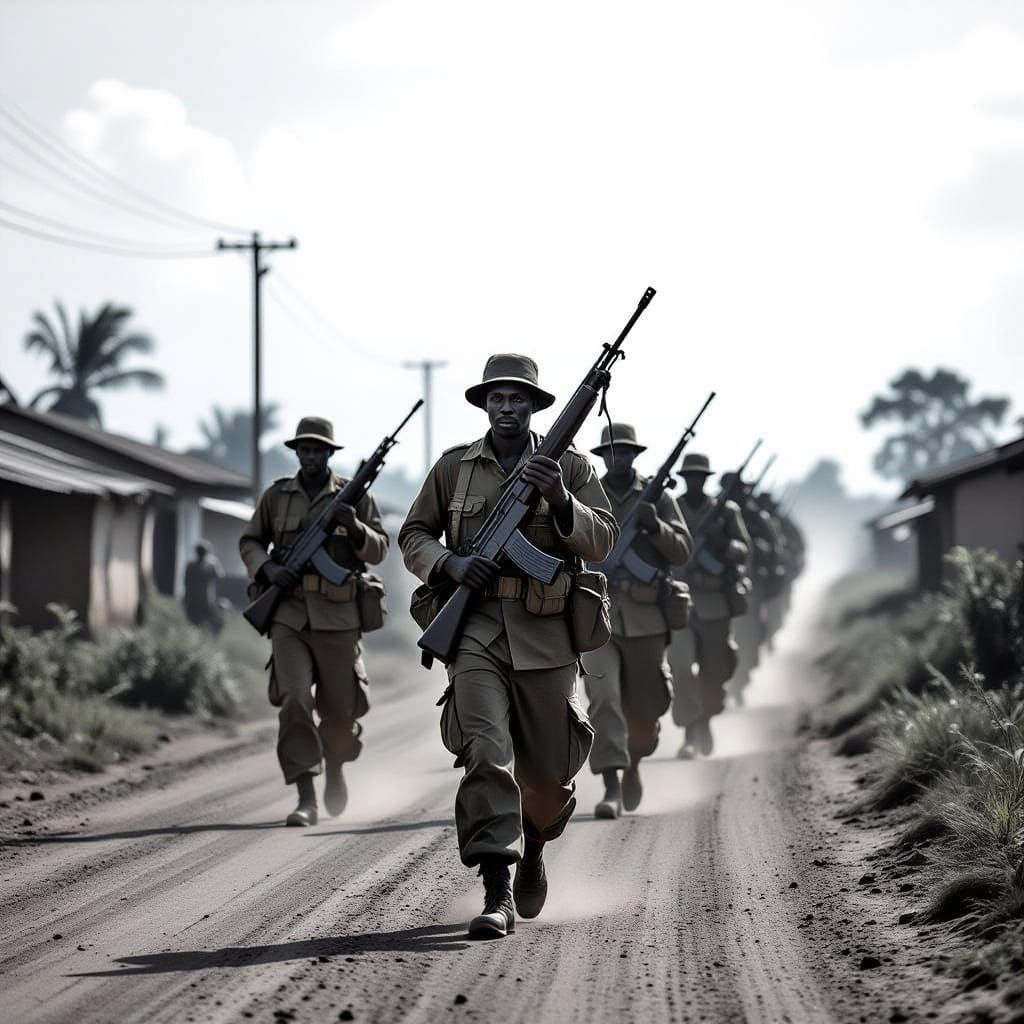Uganda Civil War Soldiers Marching in 1980