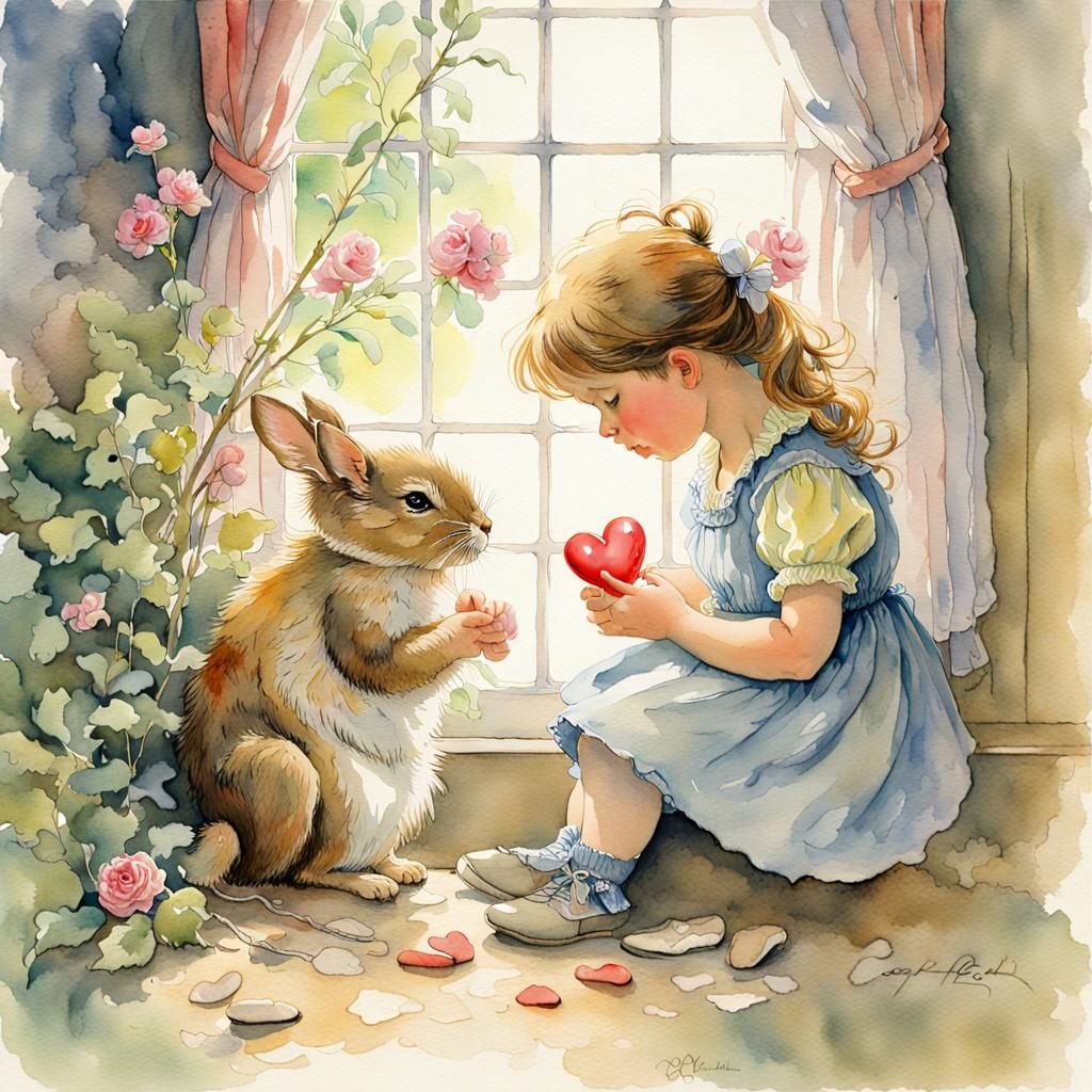 Dreamy Watercolor of a Broken Heart