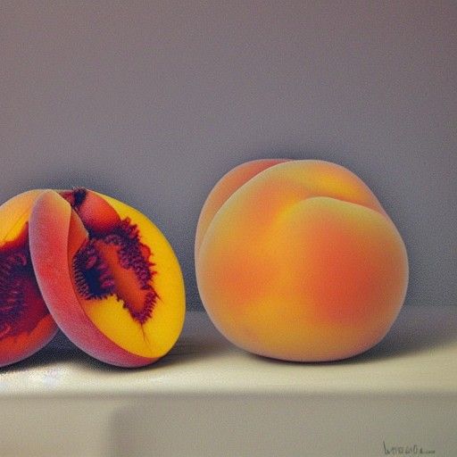 Fractal Peaches in Still Life Composition