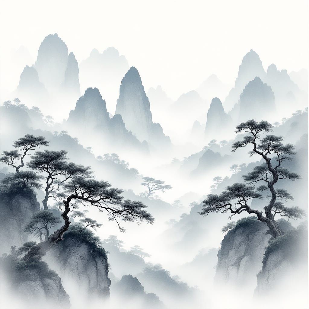 Elegant Guilin Landscape in Chinese Ink Style