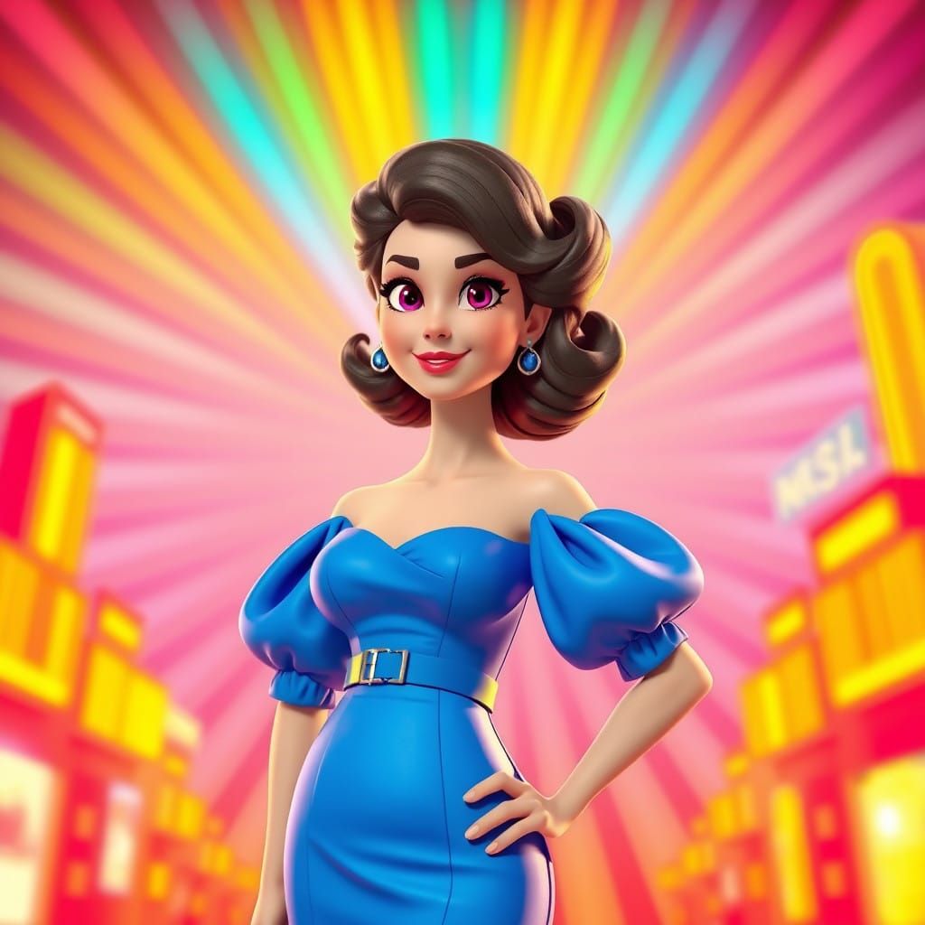 1980s Bridesmaid in Vibrant Blue with Big Hair